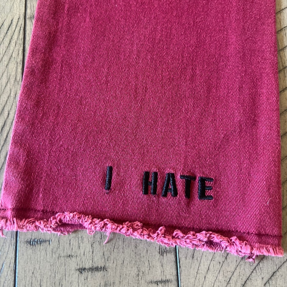 LAZY OAF x Daria I HATE EVERYBODY‎ Magenta Jeans Size 26 Cropped Raw Hem - Picture 7 of 9